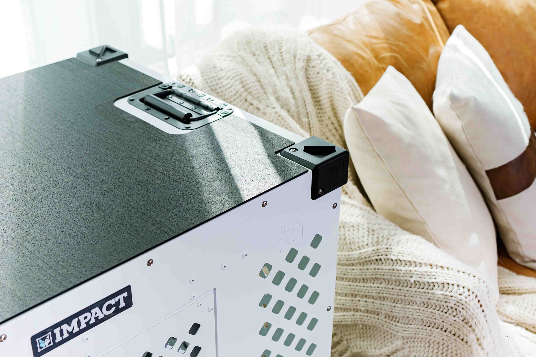 airline check-in counter hard-sided pet travel crate