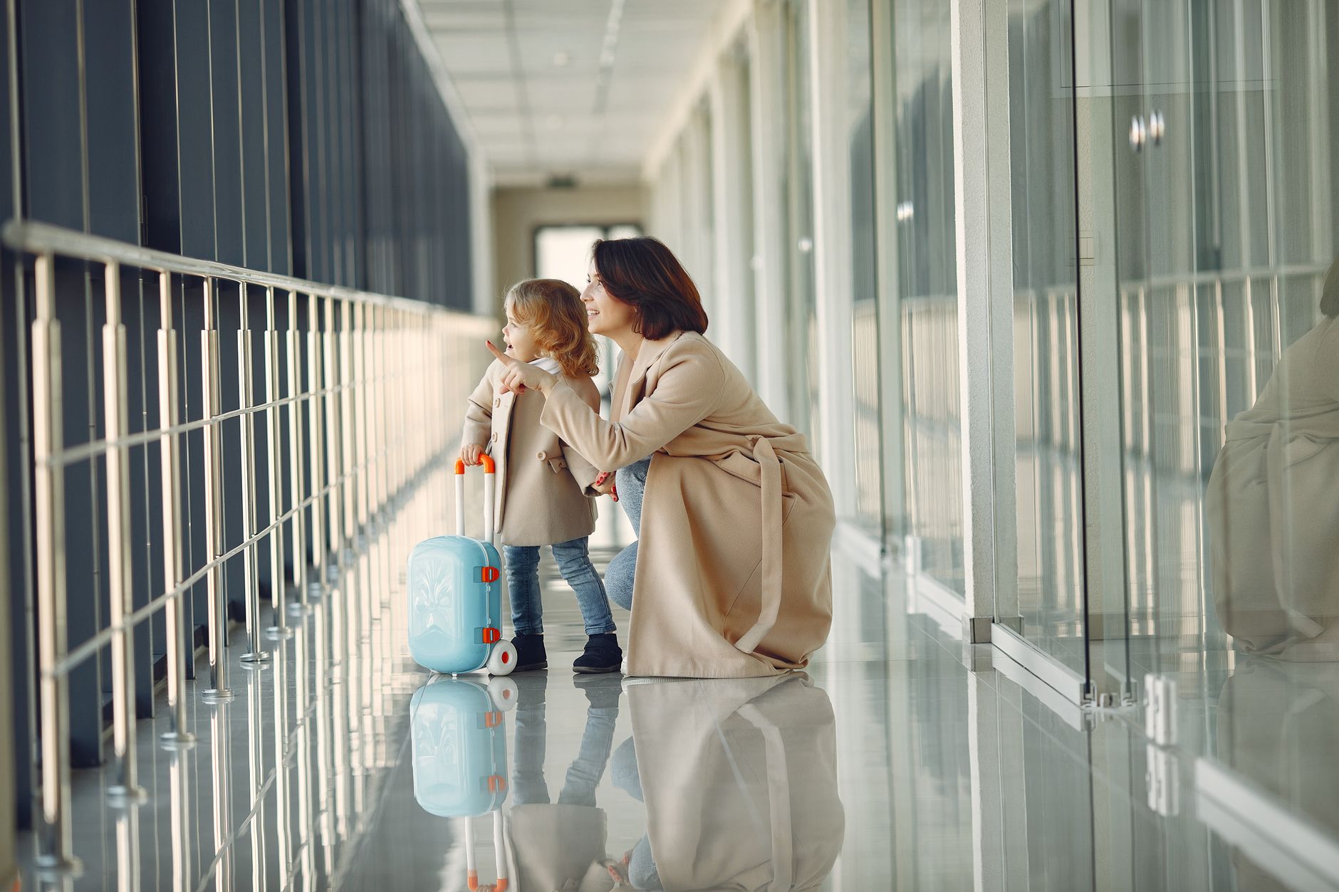 customs checkpoint dog carrier suitcase airport hallway