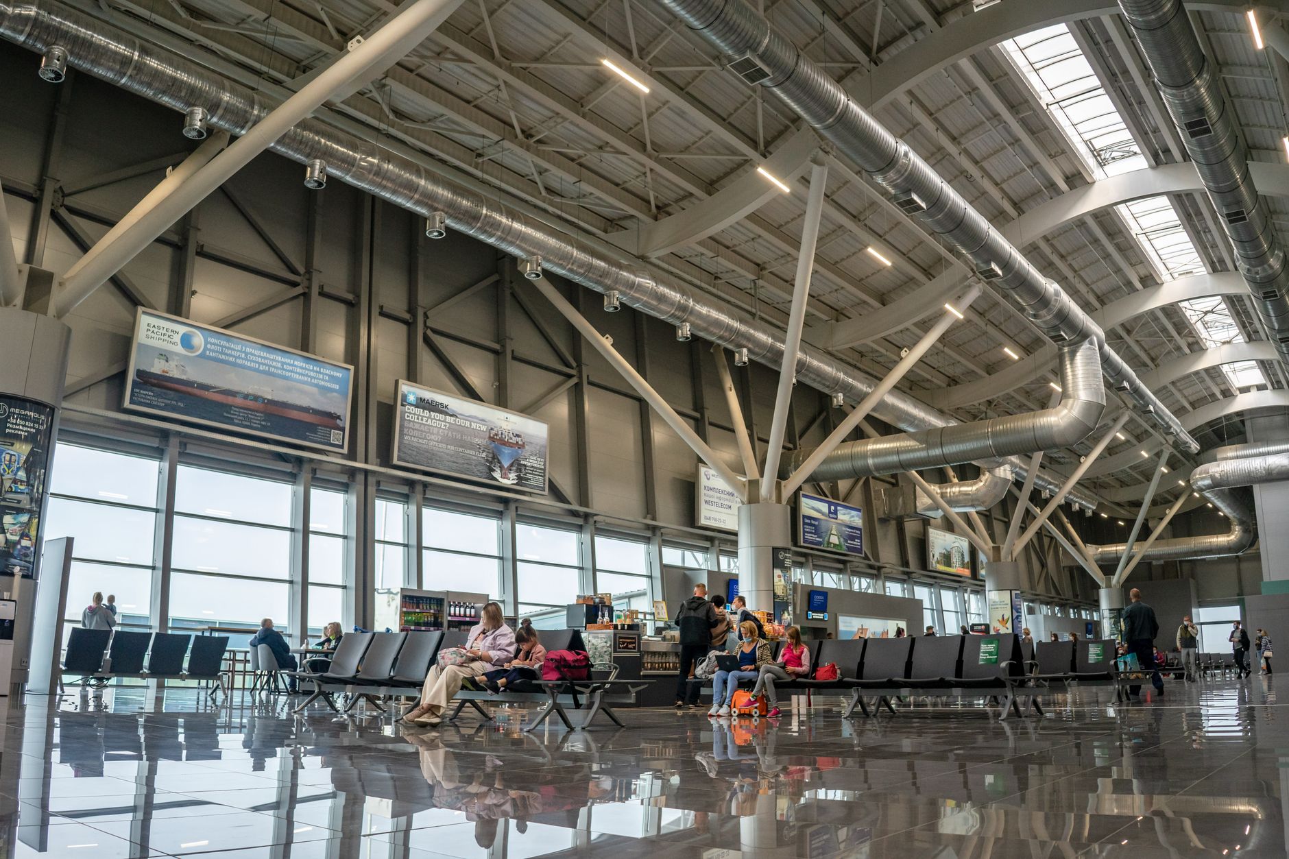 cat hard-sided carrier international airport departure hall