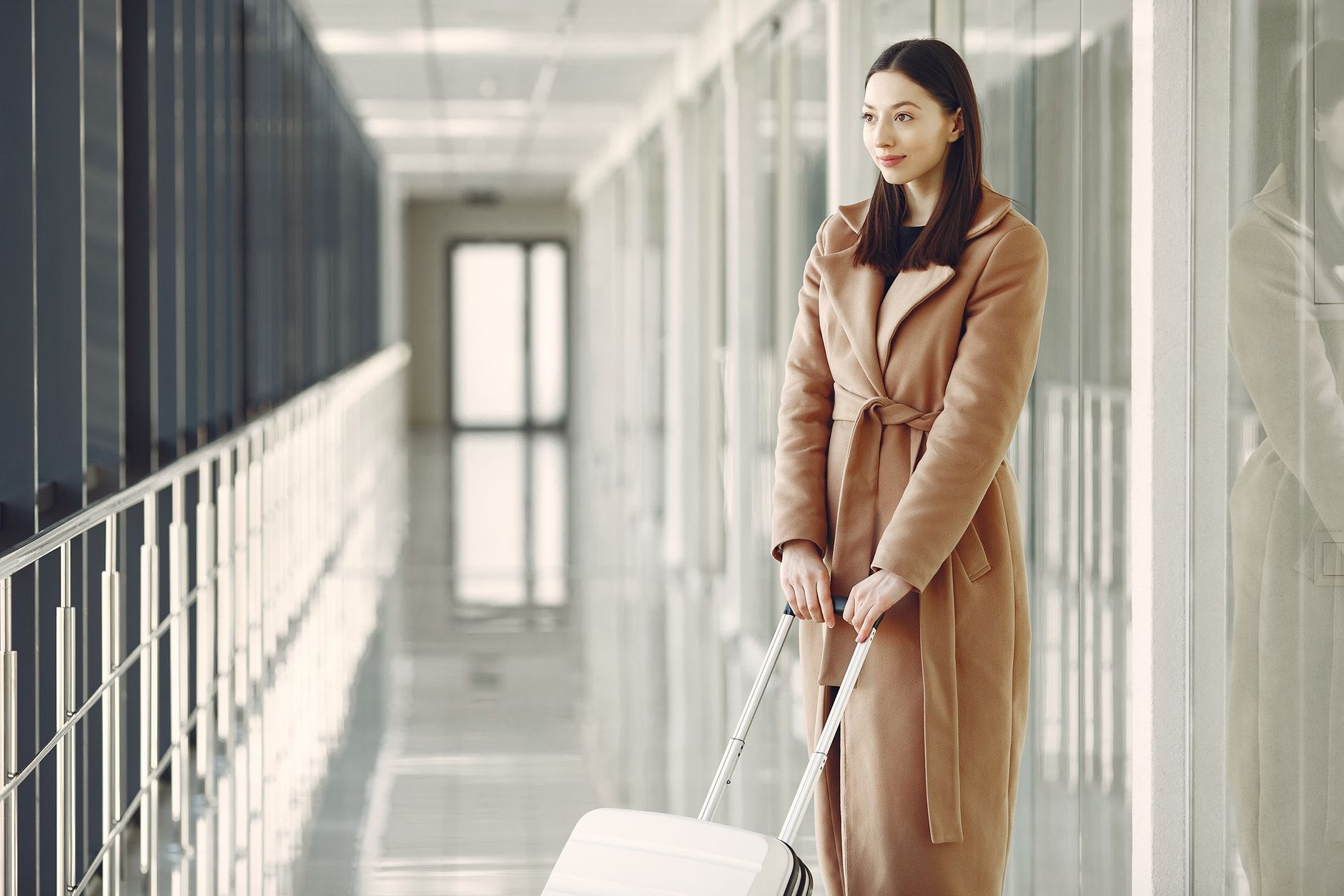 customs checkpoint dog carrier suitcase airport hallway