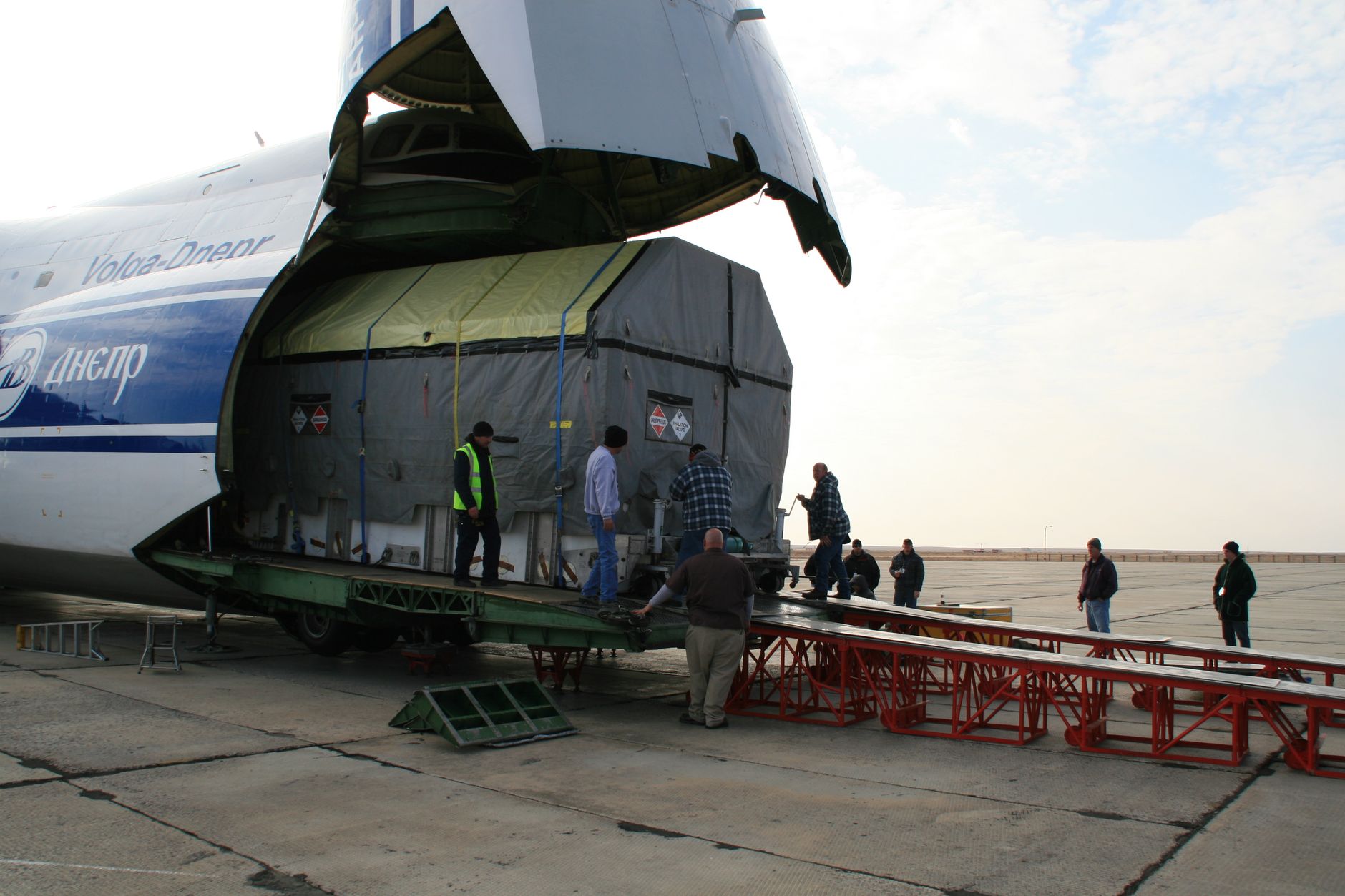 large dog crate on airport cargo tarmac