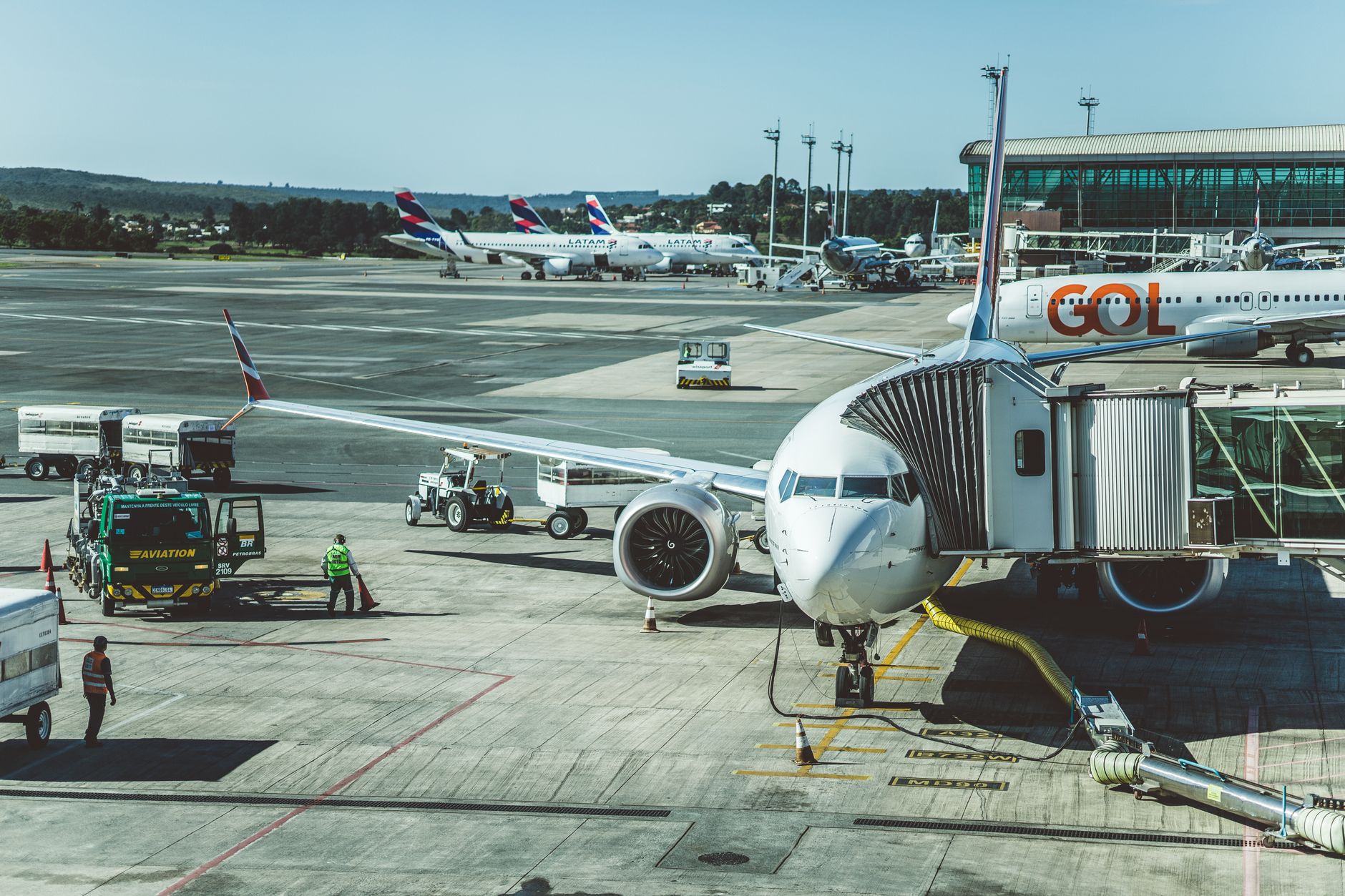 passenger boarding jet bridge with soft-sided pet kennel