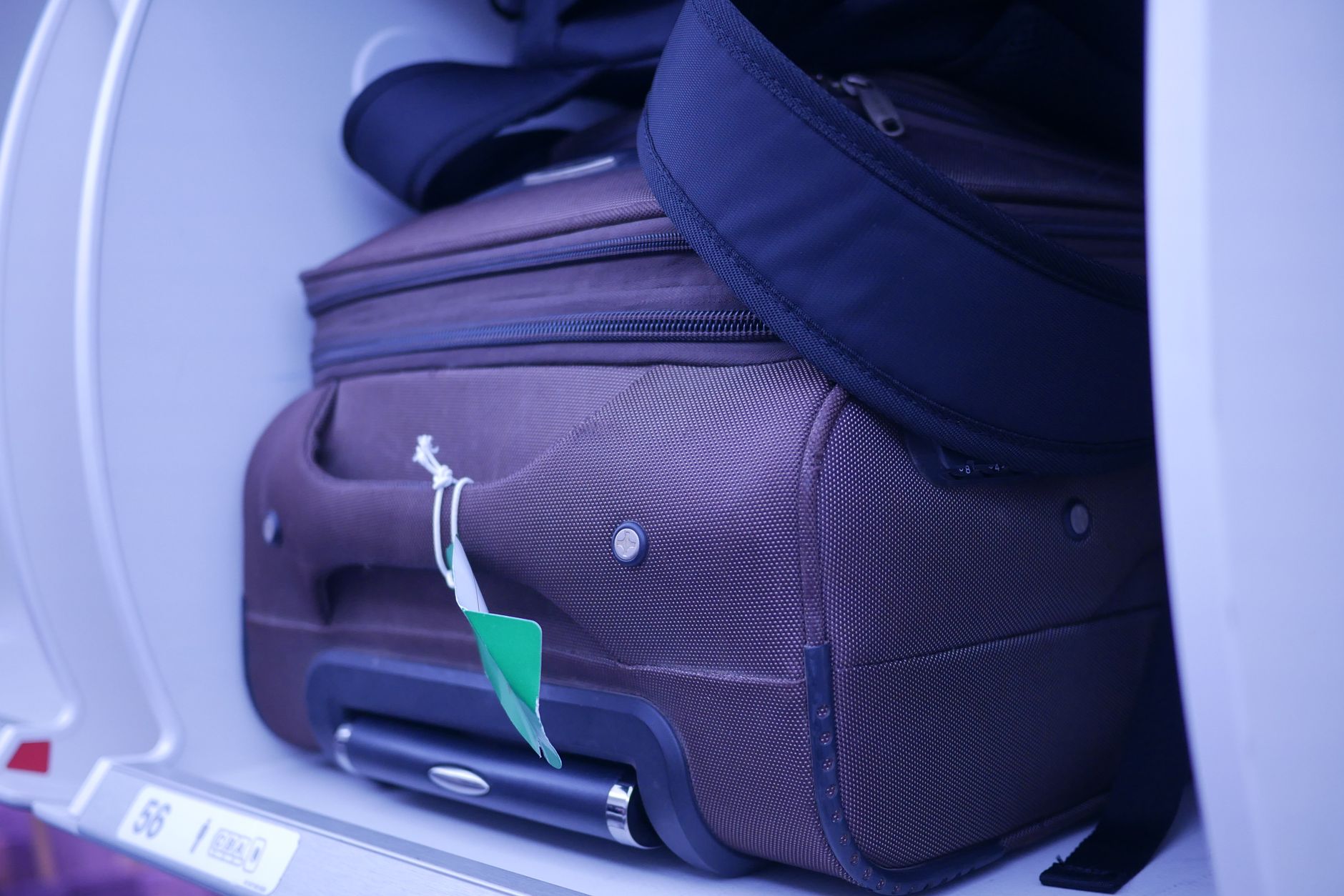 small dog carrier bag inside airline cabin seat